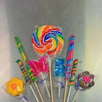 assortment of suckers and candy