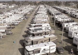 large RV park with rows of RVs
