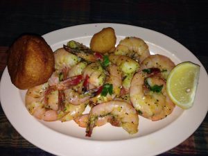Plate of boiled shrimp