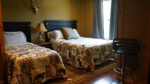 bedroom with two beds and sunlight coming through the window