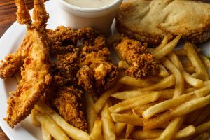 fried chicken with fries