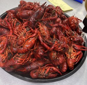 tray of boiled crawfish