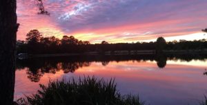 colorful sunset sky over the lake