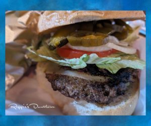 close up of loaded hamburger