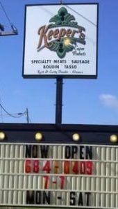Keeper's Cajun Products sign