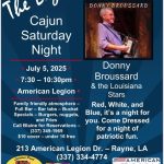 Picture of Donny Broussard on the top right corner, on a blue background with information on a flyer, sponsors at the bottom