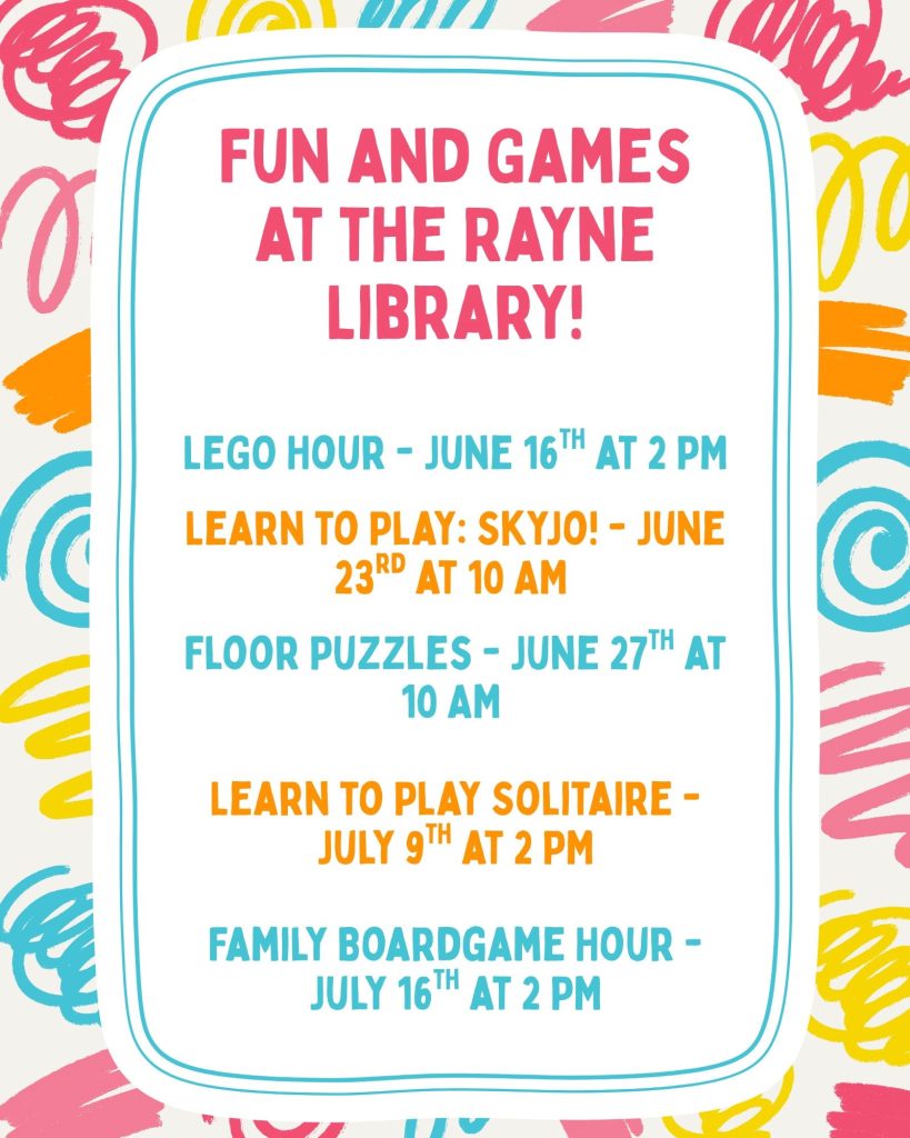 informational flyer with colorful squiggles on the border