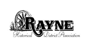 Rayne Historical District Association logo with wagon wheel