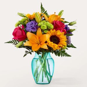 colorful bouquet of flowers in a vase