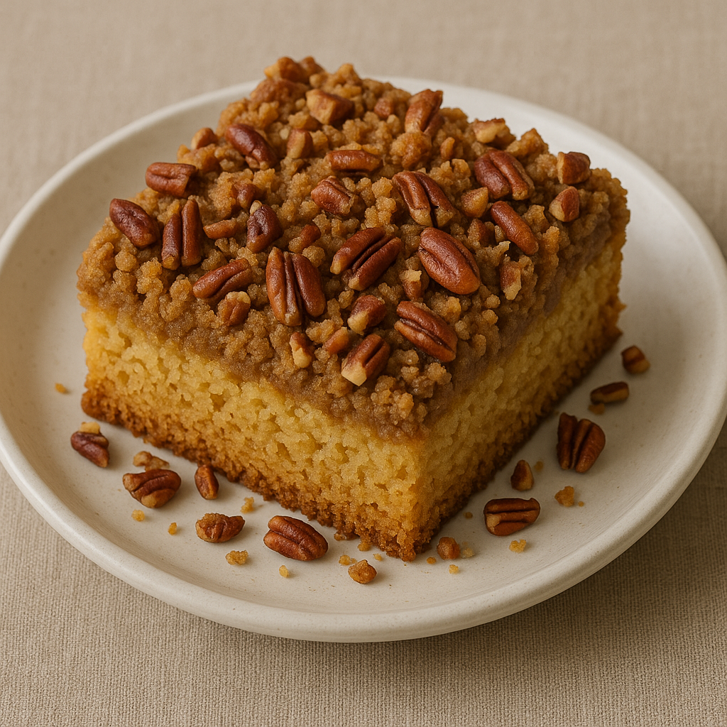 Coffee Cake with pecans on top
