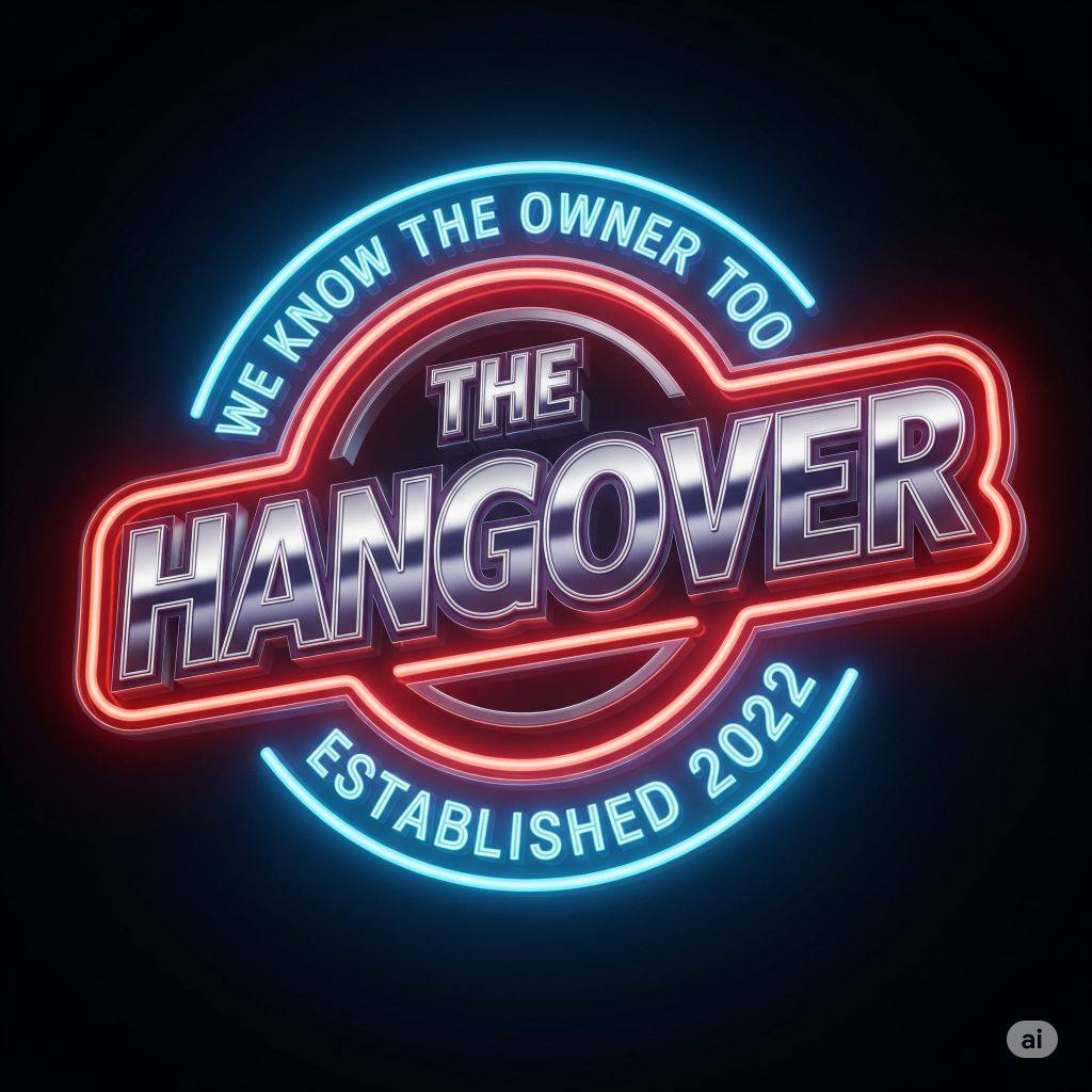 Neon sign featuring The Hangover logo