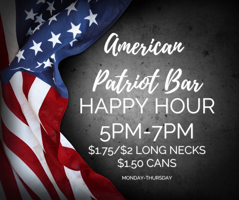 American Patriot Bar advertisement with American flag