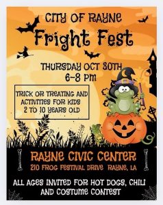City of Rayne Fright Fest Informational flyer