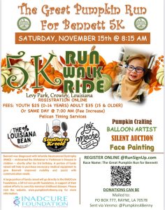 The Great Pumpkin Run for Bennett 5K informational flyer