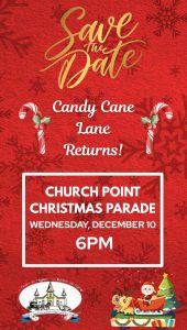 informational flyer about Church Point Christmas parade