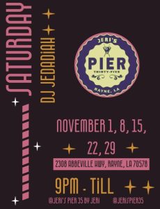 Informational Flyer for DJ Jedadiah at Jeri's Pier 35