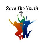 Save the Youth image with children jumping and a cross
