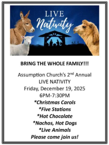 informational flyer about live nativity