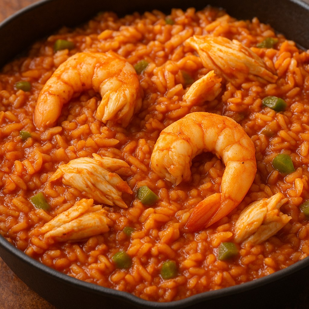 jambalaya with shrimp and crab meat
