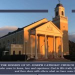 brick church building with four columns out front with logo and wording along the bottom of the image