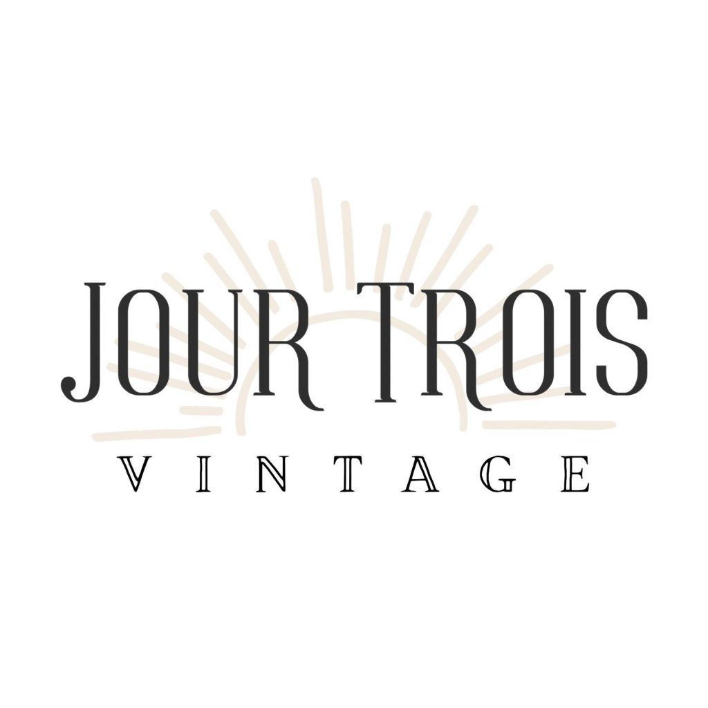 Jour Trois logo with sunrise graphic in the background
