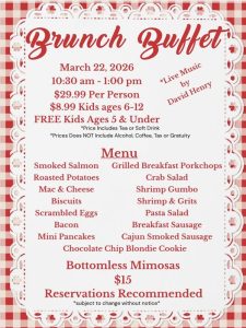 Brunch Buffet Informational flyer in the style of a menu
