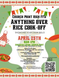 informational flyer with cooking graphics