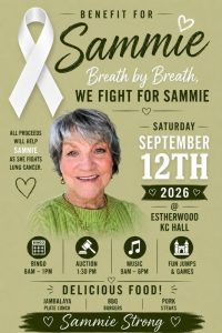 Informational flyer for a fundraiser for a cancer patient