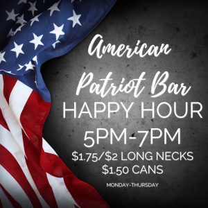 American Patriot Bar advertisement with American flag