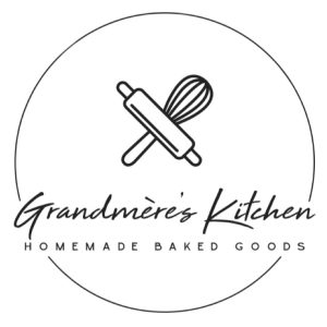 grandmere's kitchen logo with whisk and rolling pin
