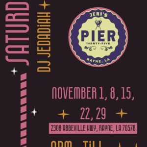 Informational Flyer for DJ Jedadiah at Jeri's Pier 35