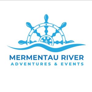 Mermentau River Adventures logo featuring ship wheel