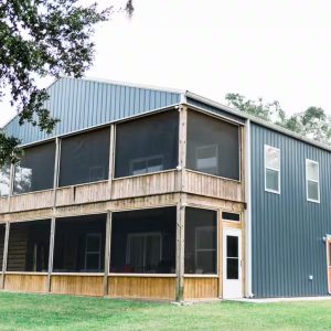 two-story building with screened-in porches on both levels